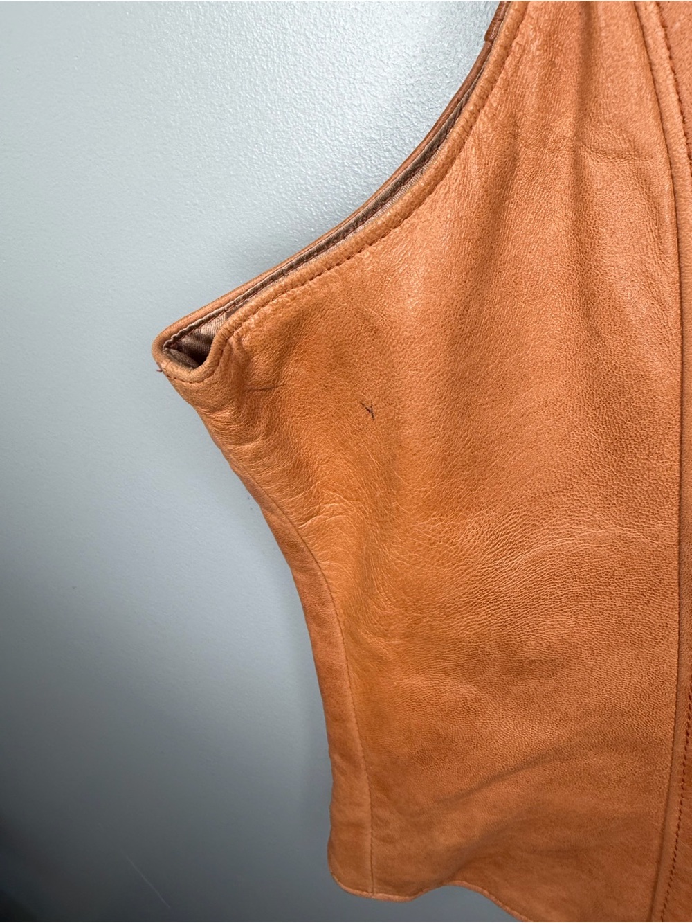 STETSON Vintage 80s Cognac Leather Western Vest - Picture 12 of 14
